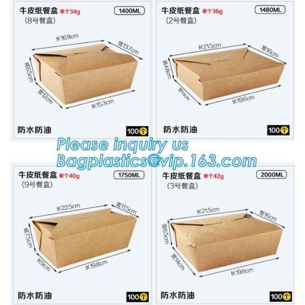 Kraft Paper Lunch Box Disposable Salad Box Food takeaway Packaging Box,supply brown kraft paper lunch box with clear win