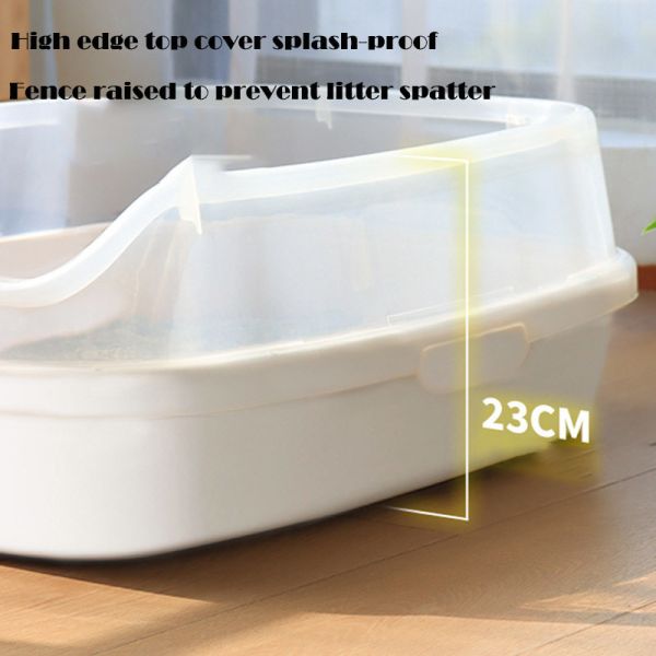 Spacious Self-Cleaning Litter Box for Multiple Cats Non-Stick Feces Scooper Included