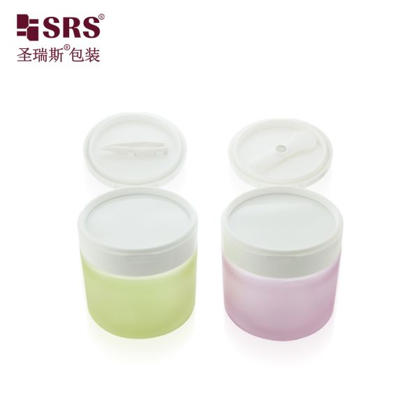 PET007 200g 250g 300g Plastic PET Cream Jar With Flip Cap For Body Scrub Toner Pads Wirh Spoon