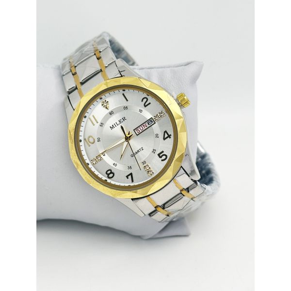 Miler Luxury Men Кварцевые часы Водостойкие Дата Неделя Светящиеся наручные часы Нержавеющая сталь Мужские часы