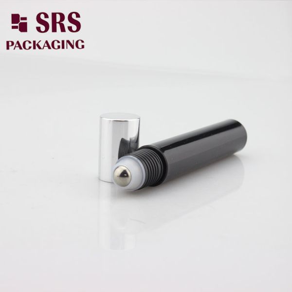 SRS manufacturer empty black plastic 15ml roll on bottle for perfume