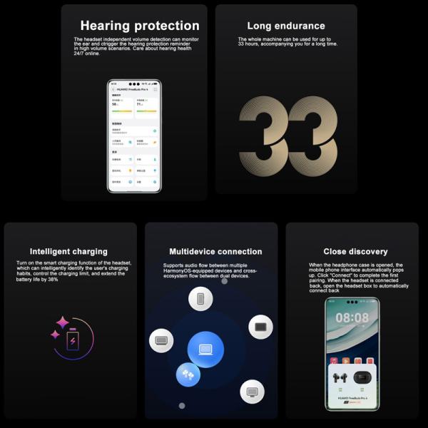 Hua-wei FreeBuds Pro 4 Earphone  5.2 High-Resolution Lossless Sound Quality Headphones Noise Reduction Sports Headset