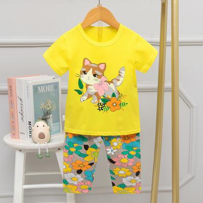Short Sleeved Capris Round Neck Night Suit Summer Kitten For Home Age 12 Pyjamas