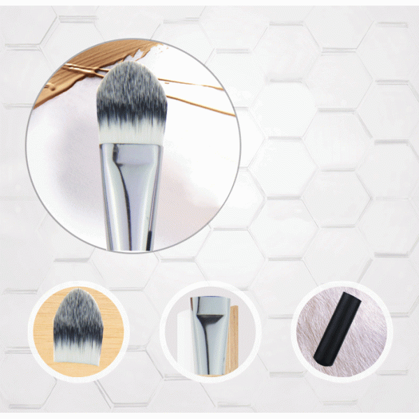Eco Sliver Ferrule Cute Powder Foundation Brush With Long Wooden Handle