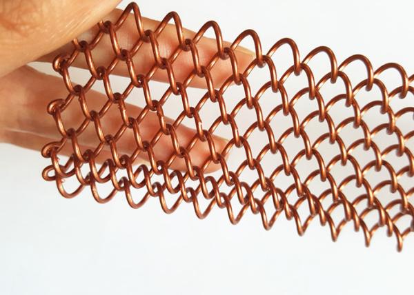 Cortina de alumínio da malha da bobina do divisor de sala, cortinas Chain do metal com cor de cobre