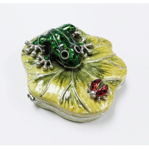 Handmade Pewter Frog jewelry box metal gift box Frog trinket box