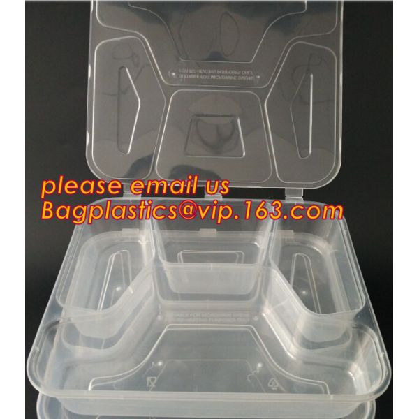 Коробка бенто пластикового устранимого пластикового взятия качества еды отсутствующая с 4 отсек, пищевой контейнер контейнеров пластиковый течебезопасный