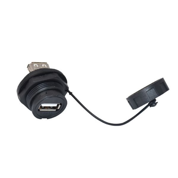 Водоустойчивый USB 2,0 соединителя локальных сетей IP67 к женской штепсельной вилке держателя панели с крышкой