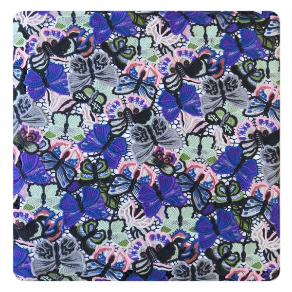 Customed Embroidered Lace Fabric , Cotton Floral Textiles Fashion Dress
