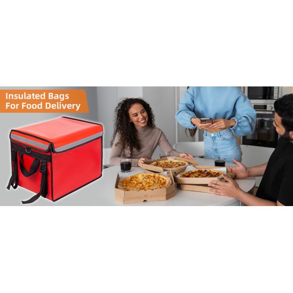 Large Rigid Insulated Delivery Food Bag Large Capacity Pizza Delivery Cooler Bag Backpack-style Delivery Insulated Box Large Capacity Foldable Waterproof