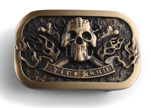 Skull Shape Design Metal Die Casting Brass Plating Zinc Alloy Belt Buckle