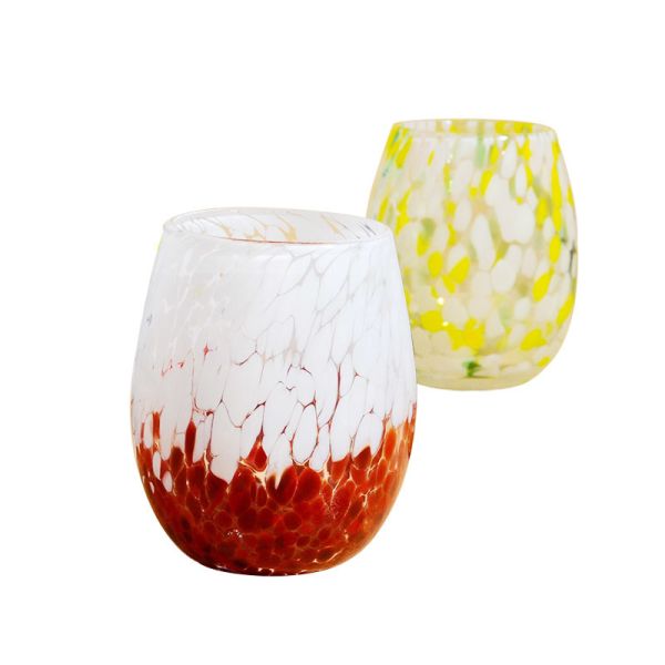460ML Hand Blown Glass Candle Jar For For Home Decoration Wedding Artisan Leopard Printing Spotted Colored