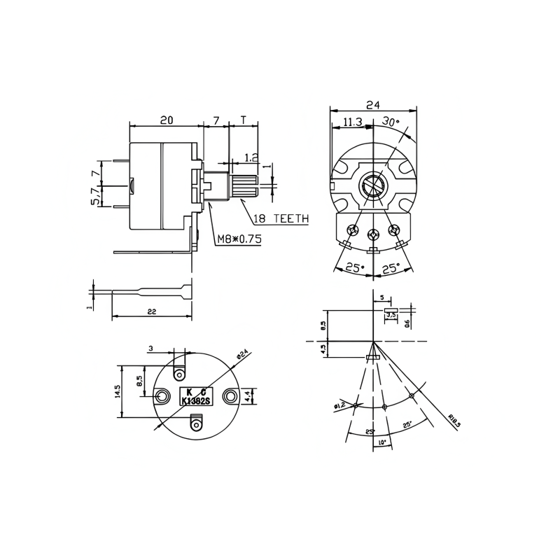 WH138 Resistance Speed Regulator 24mm Carbon Film Rotary Potentiometer