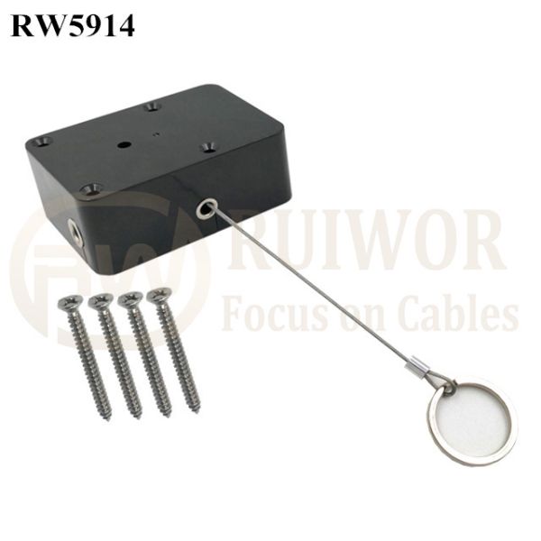 RW5914 Cuboid Heavy Duty Retractable Tether Pause Function Optional Plus With Demountable Key Ring