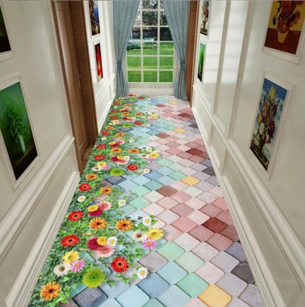 Plants And Flowers Commercial Floor Mat Entrance Corridor Stairway Hotel Mat