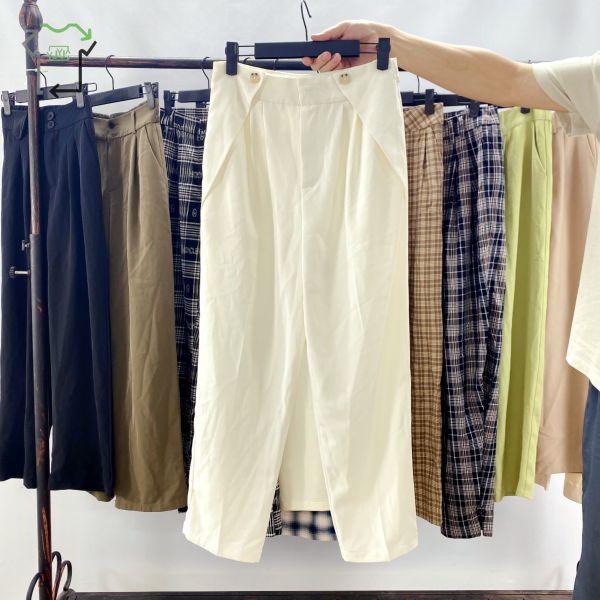 Women's Used Trousers High Waist Wide Leg Drape Second Hand Autumn Casual Pants