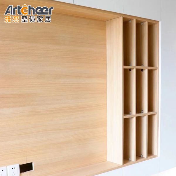 Modern Style TV Stand with Melamine Finish and Adjustable Height Wall Mounted Cabinet