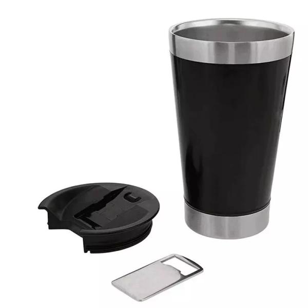Secadora de roupa de aço inoxidável Double Wall de 16 onças, copo de aço inoxidável da cerveja com abridor