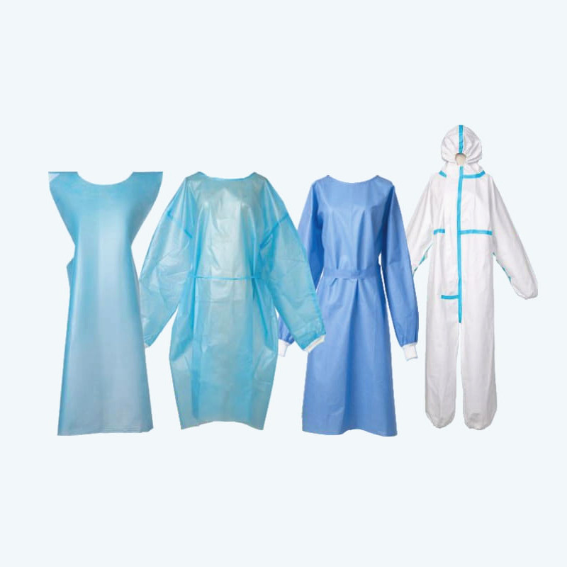 O punho impermeável descartável azul elástico do vestido cirúrgico do isolamento costurou