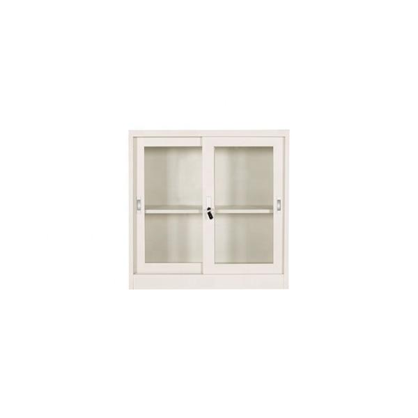 Waterproof  Iron White 2 Tiers Glass Door Filing Cabinet