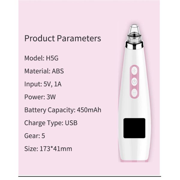 450mAh ABS USB 5 Gear Blackhead Remover Vacuum Suction Device
