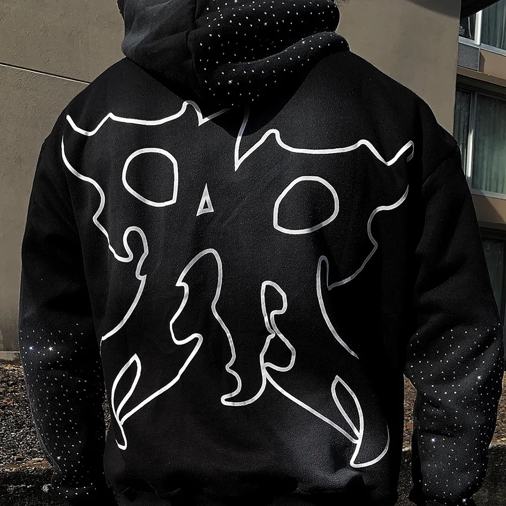 Custom Logo Heavyweight Cotton Hoodies Patchwork Distressed Embroidery Streetwear Oversized Boxy Pullover Hoodie for Men