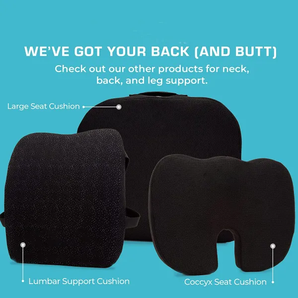 Experience Comfort with Black Memory Foam Coccyx Cushion and Removable Mesh Cover