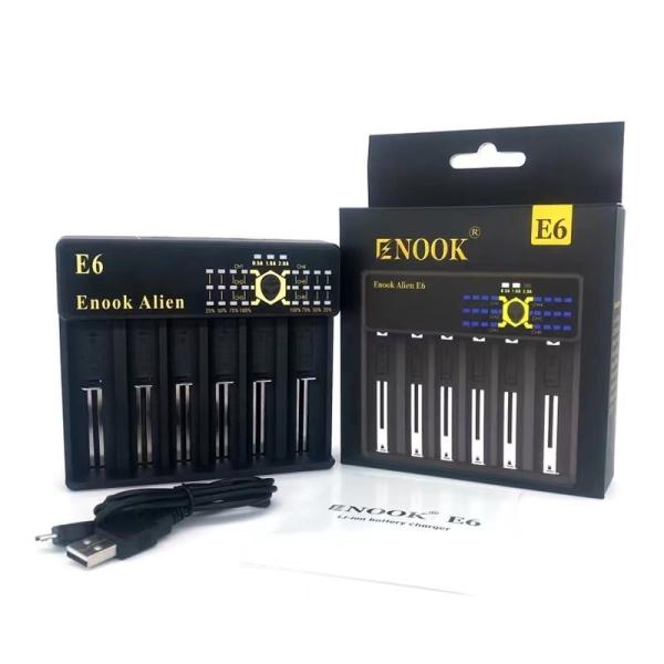 6 Slot Smart 18650 Carregador de bateria Li-ion com indicador de corrente LED