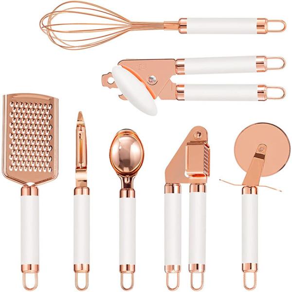 O cobre do grupo do dispositivo da cozinha revestiu utensílios de aço inoxidável para acampar