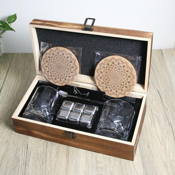 Whiskey Stainless Steel Stones Gift Set 8 Golden Ice Cubes Reusable Chilling Rocks