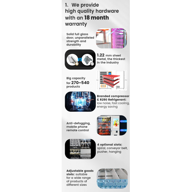 Commercial Frozen Food Vending Machine with Minus 18 to Minus 20 Degree Freezing and Touchscreen Interface for Frozen Product Sales