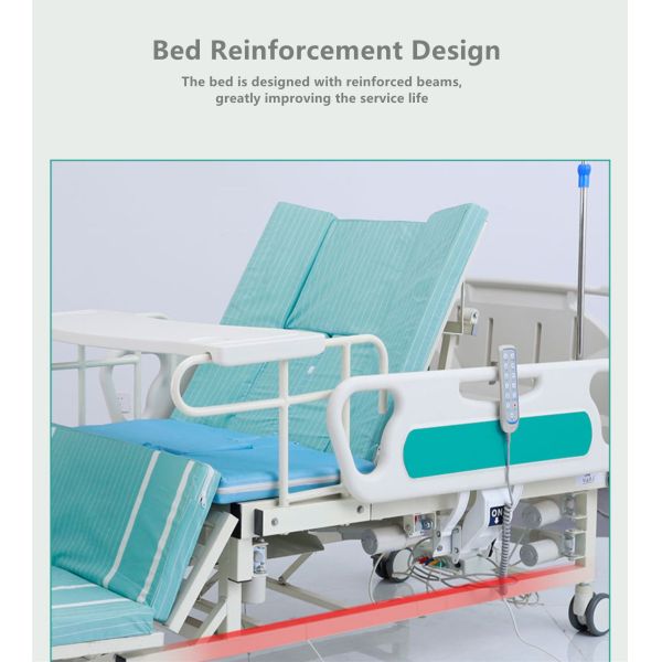 ABS Guardrails Metal Nursing Hospital Adjustable Beds With 4 Castors