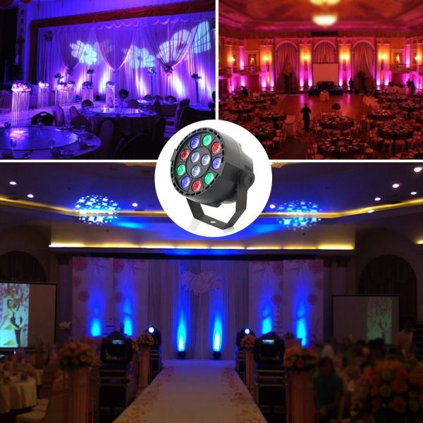 12PCS 1W RGBW 3in1 RGB Mini LED Par Light With Black Plastic Body 50 - 60Hz