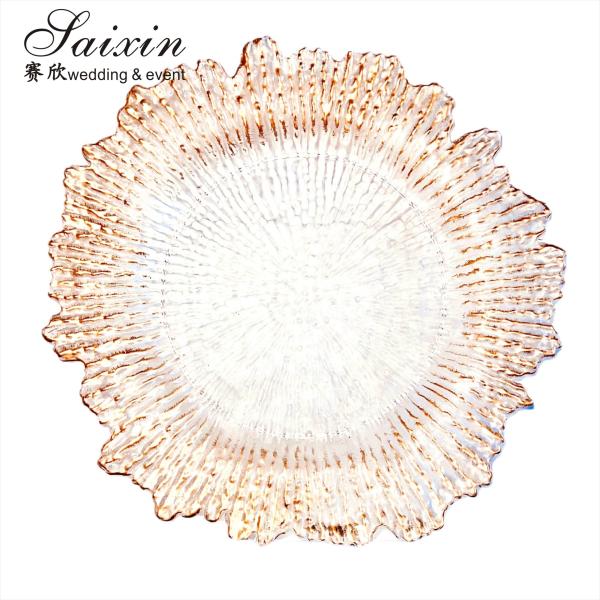 Venda a quente Placas de carregamento de acrílico transparente de casamento Decoração de mesa Placas de carregamento de plástico de casamento