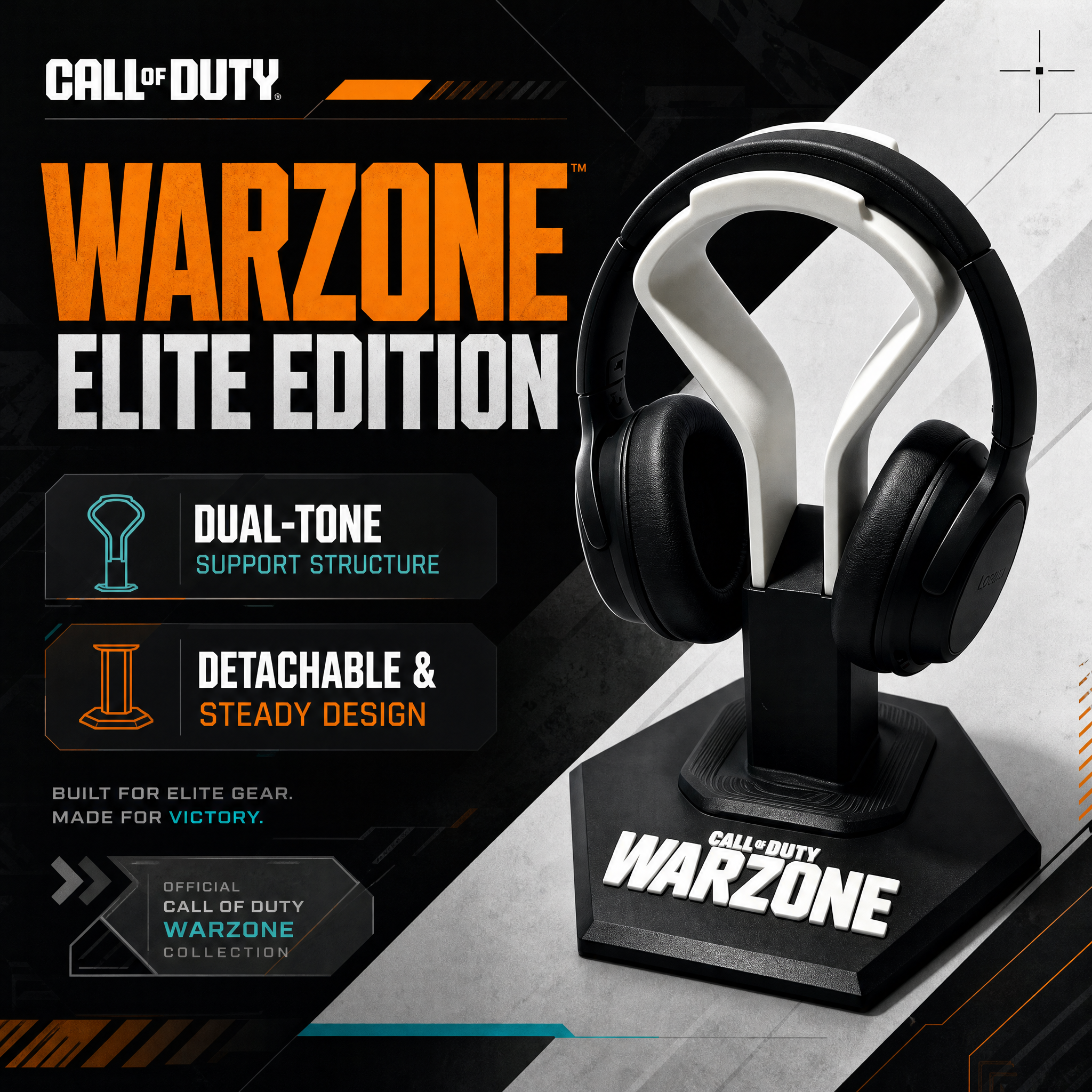 Warzone Logo Digital 3D Printing Stable Custom Color 3d Print Headset Holder