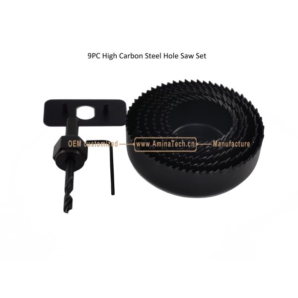 9PC High Carbon Steel Hole Saw Set