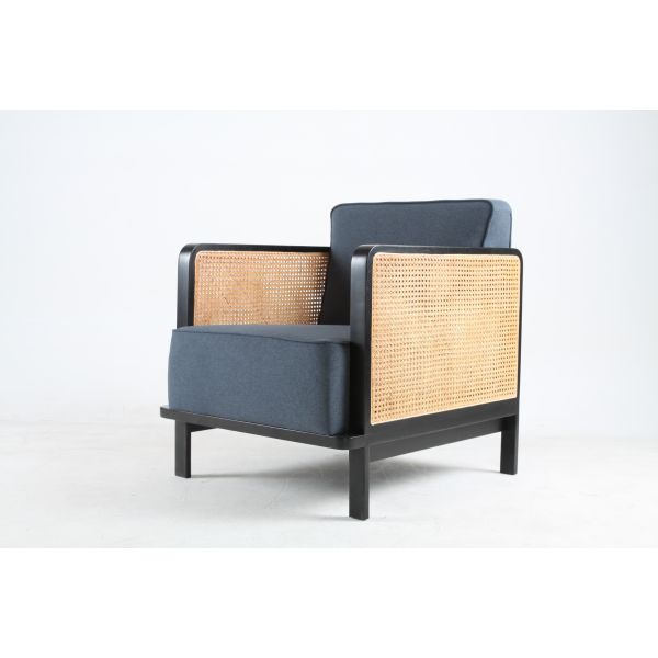 Linen Fabric Caned Back lounge Chairs Luxury Star Hotel Furniture