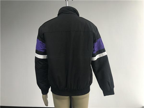 Men ' S Black Polyester bomber Jacket With Purple Insertion And Milk Sherpa Collar