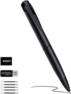 Black Miniature Spy Camera , 1080P Mini Hidden Pen Camera With 64GB SD Card