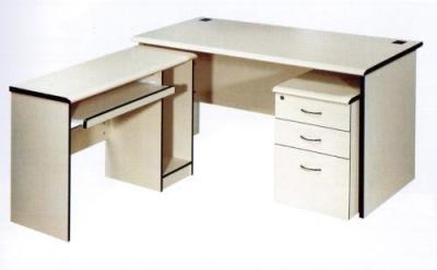 Moistureproof White Particle Board Office Furniture Standing Desk L Shape Design