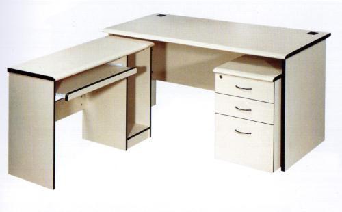 Moistureproof White Particle Board Office Furniture Standing Desk L Shape Design