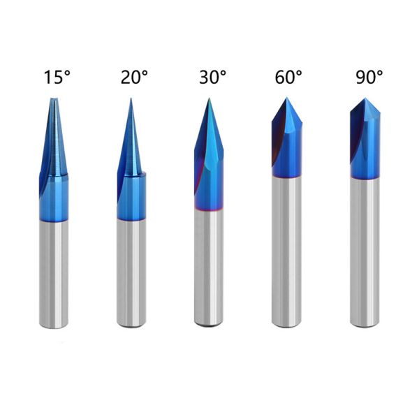 1/4 Shank Blue Coating V Type Solid Carbide Wood Cutter Tools Customizable OEM Engraving Router Bits for Woodworking