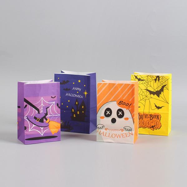 Cores personalizadas aceitas Goodie Halloween Kraft bolsas de papel doces para crianças embalagem de luxo