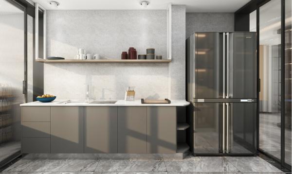 Modern Custom Stainless Steel Kitchen Cabinet Set Furniture Coffee Color