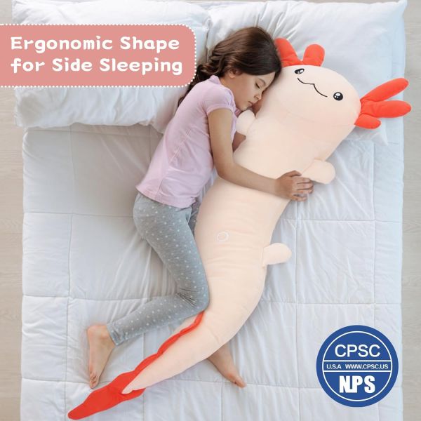 Giant Pink Axolotl Plush Stuffed Animal Huge Body Pillow Toy for Kids Adults Christmas Birthday Valentine's Day Present