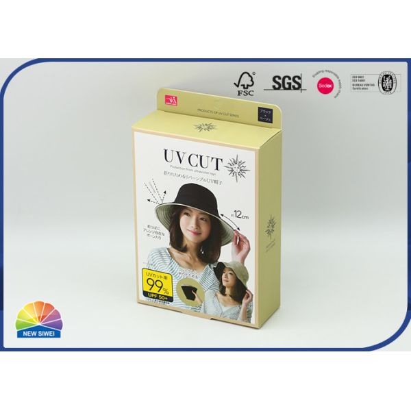 Многоразовая розничная упаковка Sunhat коробки складчатости бумаги с покрытием 350gsm