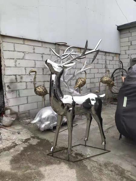 2020 China Stainless Steel Elk Wapiti Metal Sculptures For Garden Wall Art