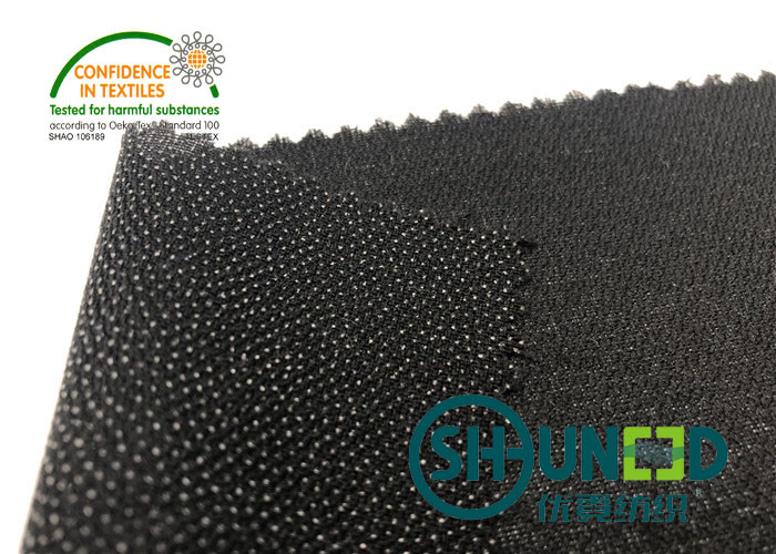 Black PA Coated Stretch Twill Weave Fusible Interlining Woven Interfacing for Suits