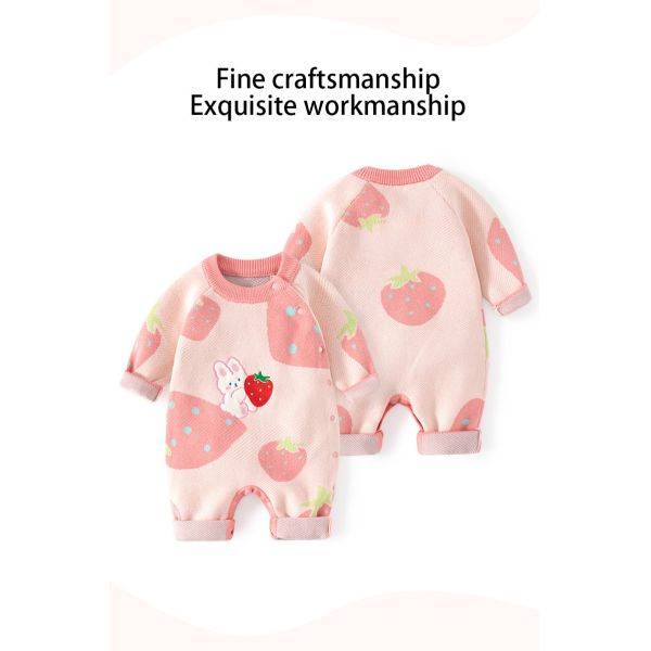 Wholesale Newborn Baby Knit Pure Cotton Romper Infant Sweaters Onesie Children's Long Sleeve Bodysuit for Autumn Winter