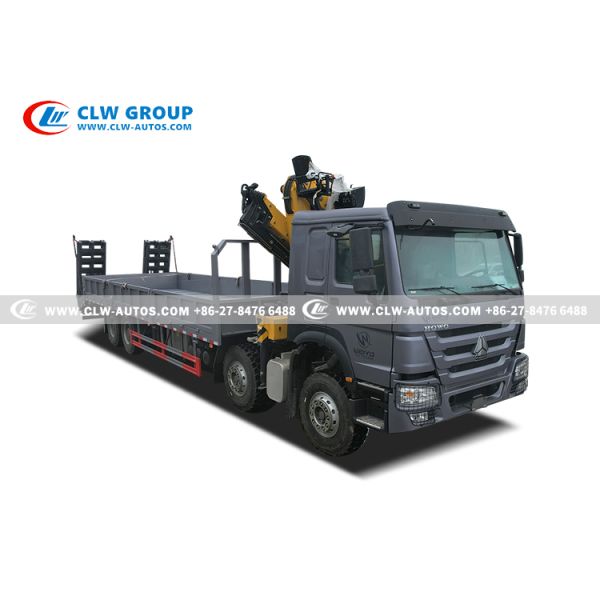 HOWO 8x4 Service Truck with 10-Ton XCMG Knuckle Boom Crane and Hydraulic Access Ladder for Heavy Lifting